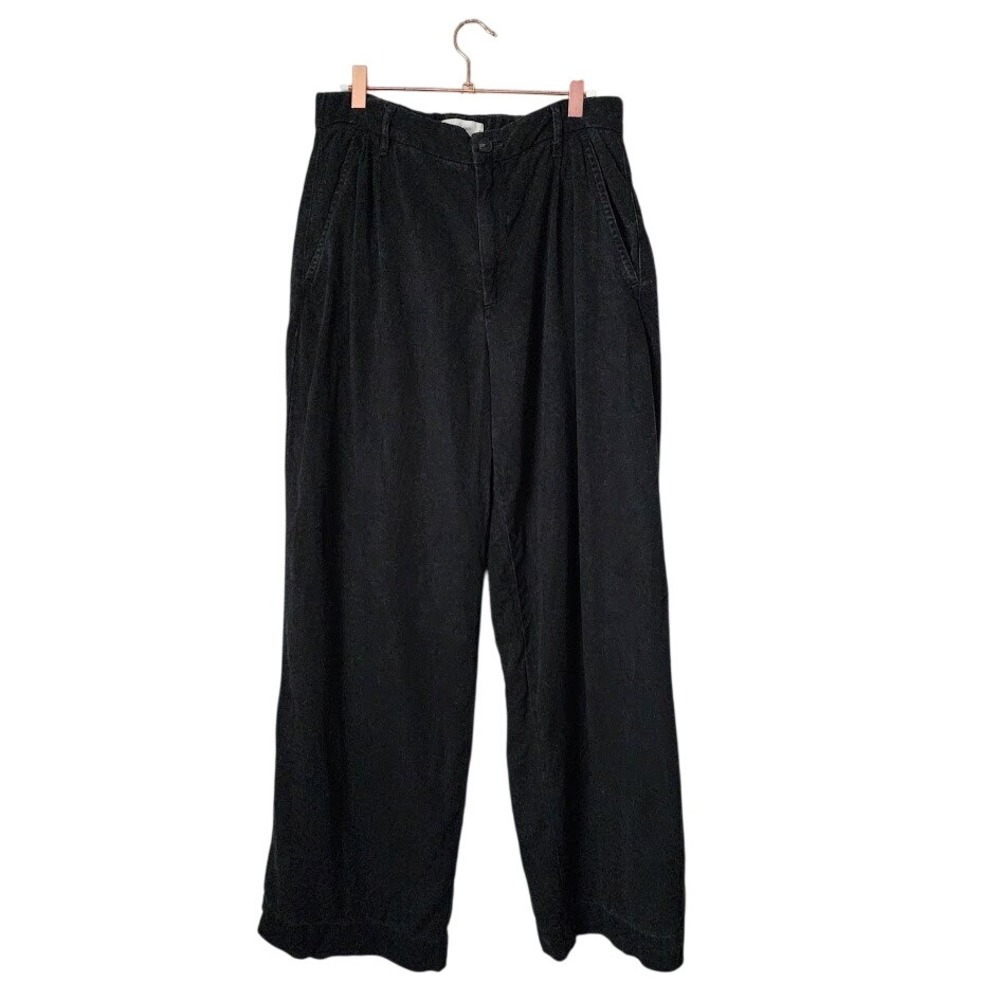 EVERLANE Wide Leg Pleated Chino Tencel trousers in black minimalist size 8